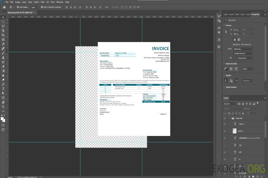Modèle de facture d'agence gratuit template